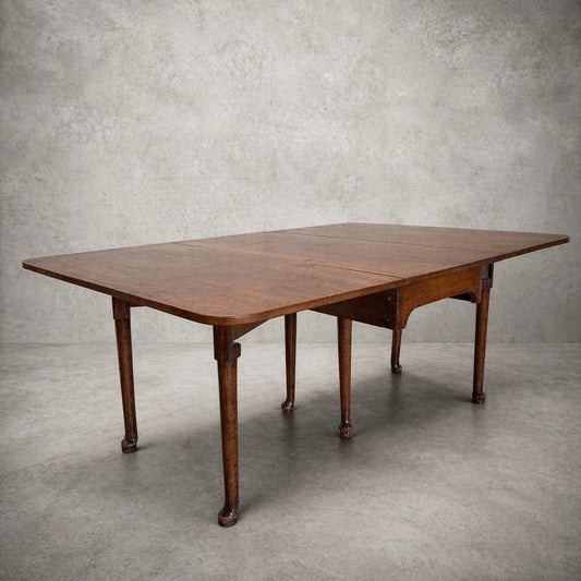 Large Edwardian solid oak drop leaf gateleg dining table – view 1
