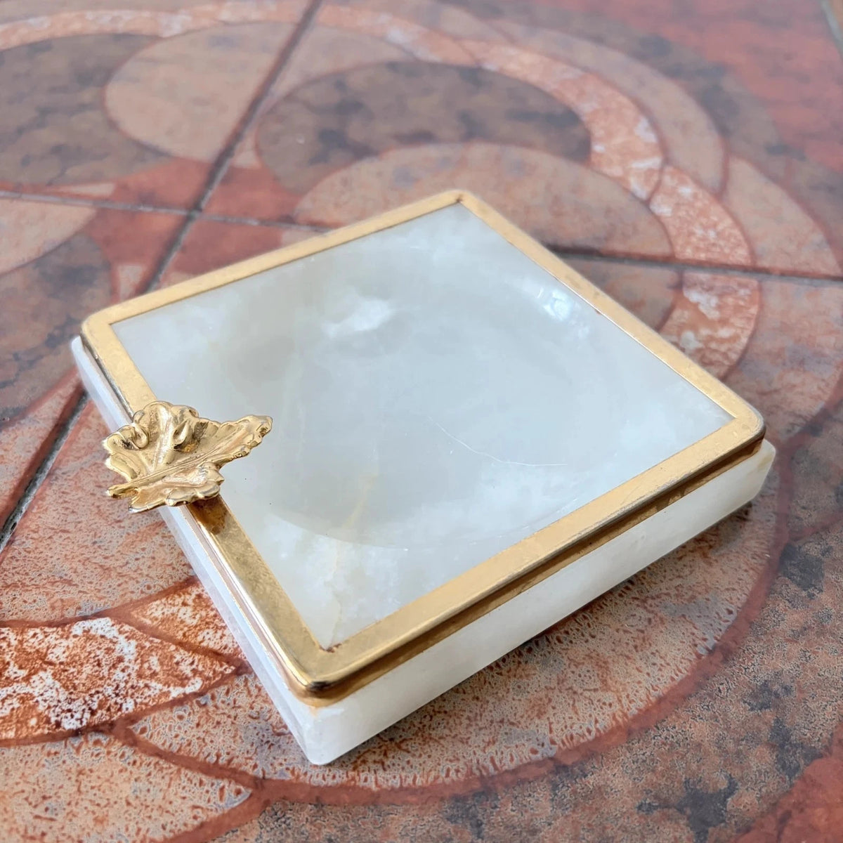 Mid Century Italian White Onyx & Brass Ashtray - image 2