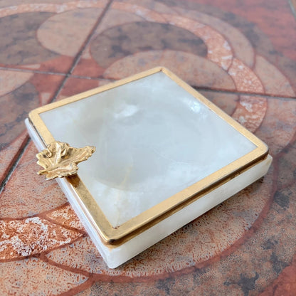 Mid Century Italian White Onyx & Brass Ashtray - image 2