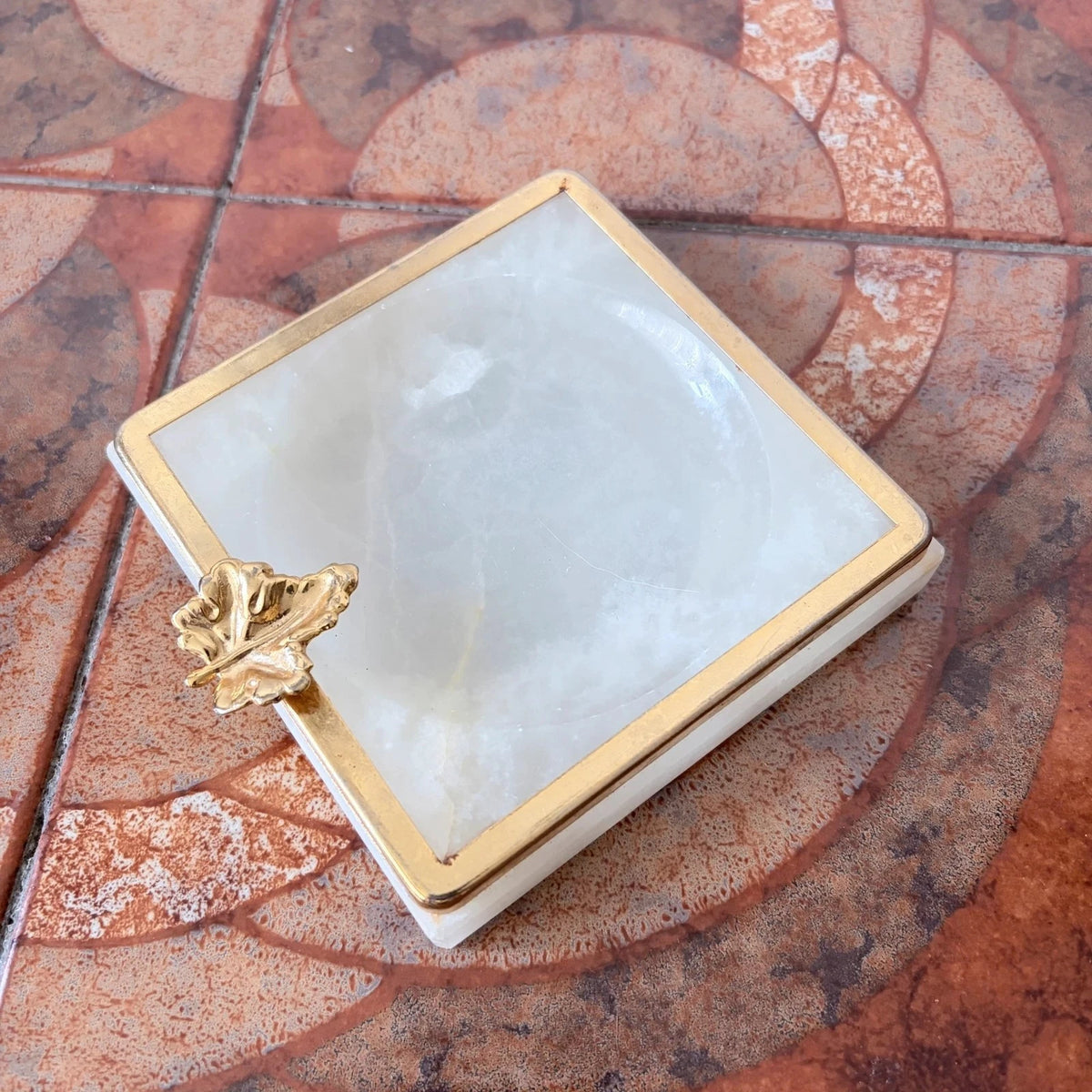 Mid Century Italian White Onyx & Brass Ashtray - image 3