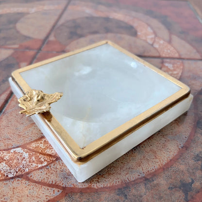 Mid Century Italian White Onyx & Brass Ashtray - image 4