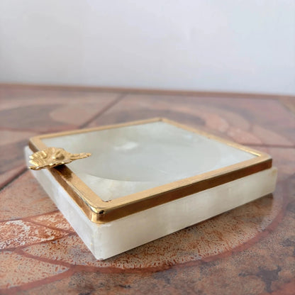 Mid Century Italian White Onyx & Brass Ashtray - image 5
