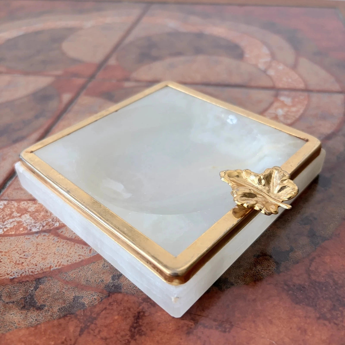 Mid Century Italian White Onyx & Brass Ashtray - image 6