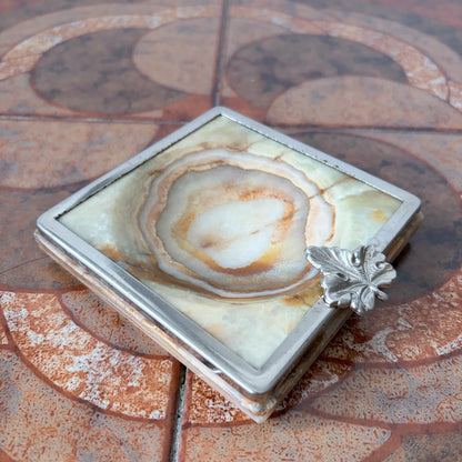 Mid Century Vintage Italian Onyx Marble Brass Ashtray - image 5