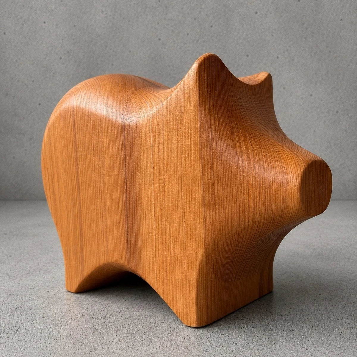 Mid Century Scandinavian Solid Pine Pig Money Box - image 1