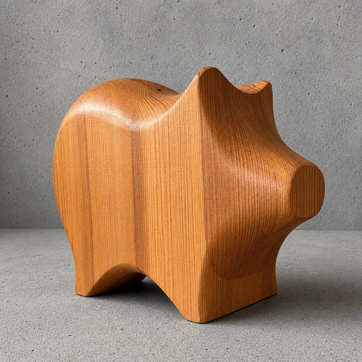 Mid Century Scandinavian Solid Pine Pig Money Box - image 2