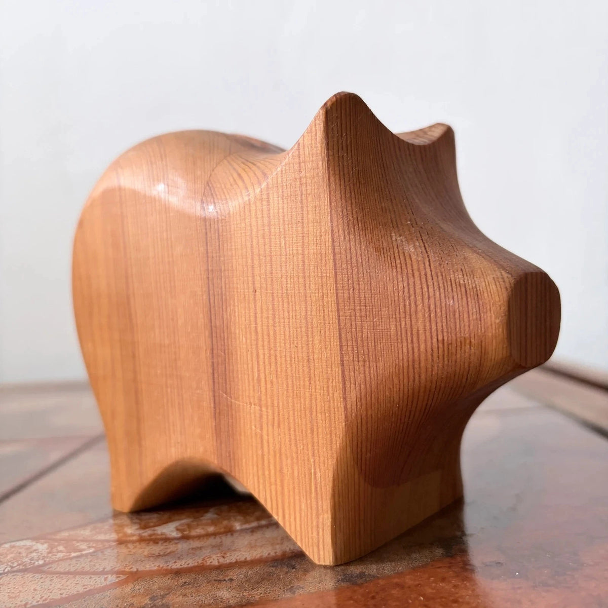 Mid Century Scandinavian Solid Pine Pig Money Box - image 3