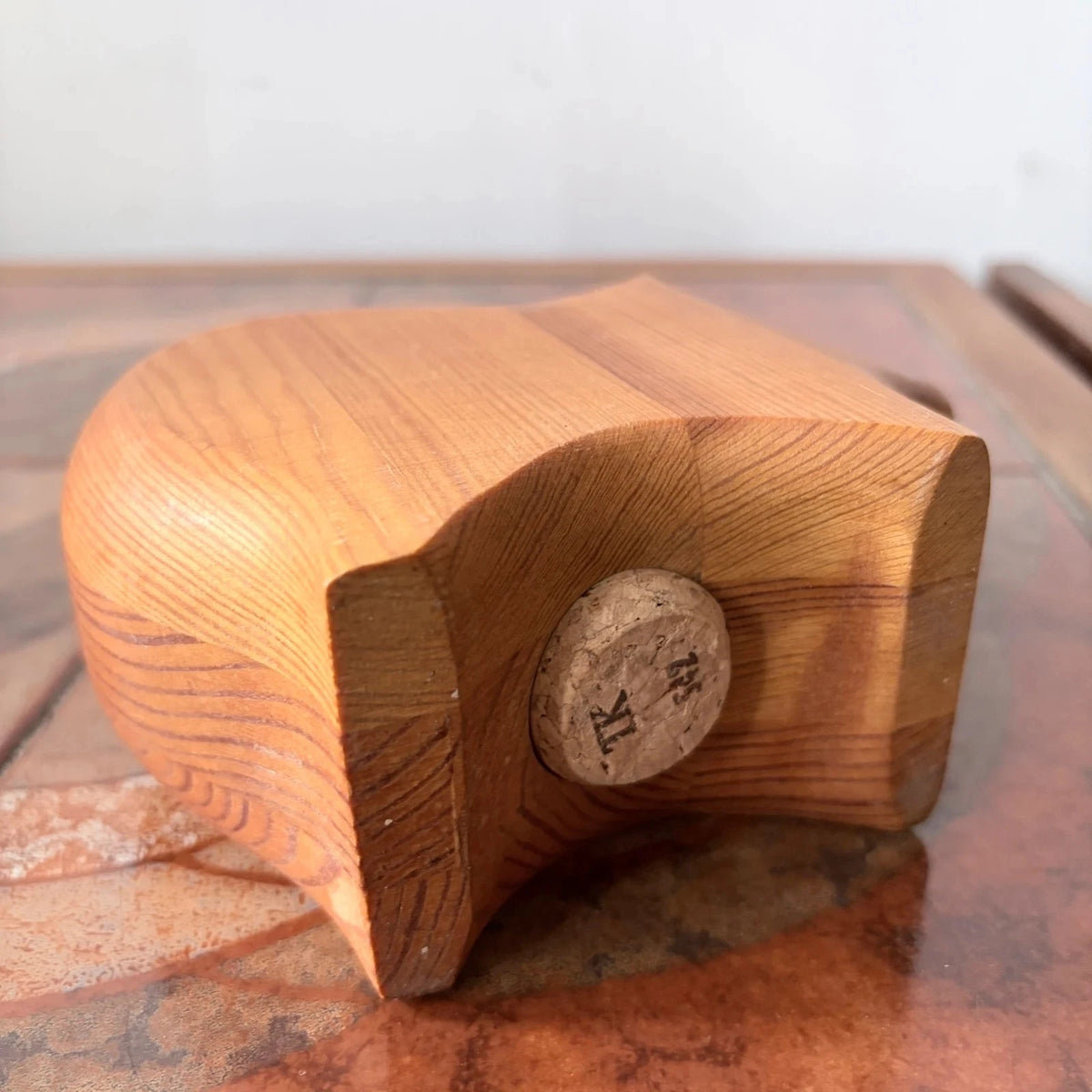 Mid Century Scandinavian Solid Pine Pig Money Box - image 4