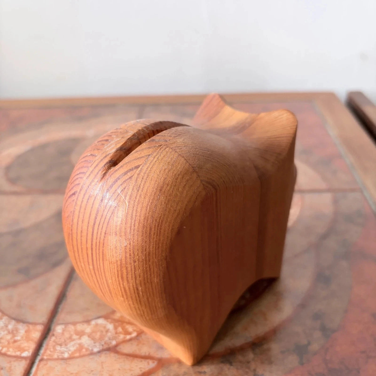 Mid Century Scandinavian Solid Pine Pig Money Box - image 5