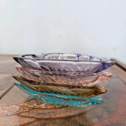 Set of Four Mid Century Coloured Glass Leaf Dishes - image 2