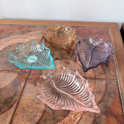 Set of Four Mid Century Coloured Glass Leaf Dishes - image 6