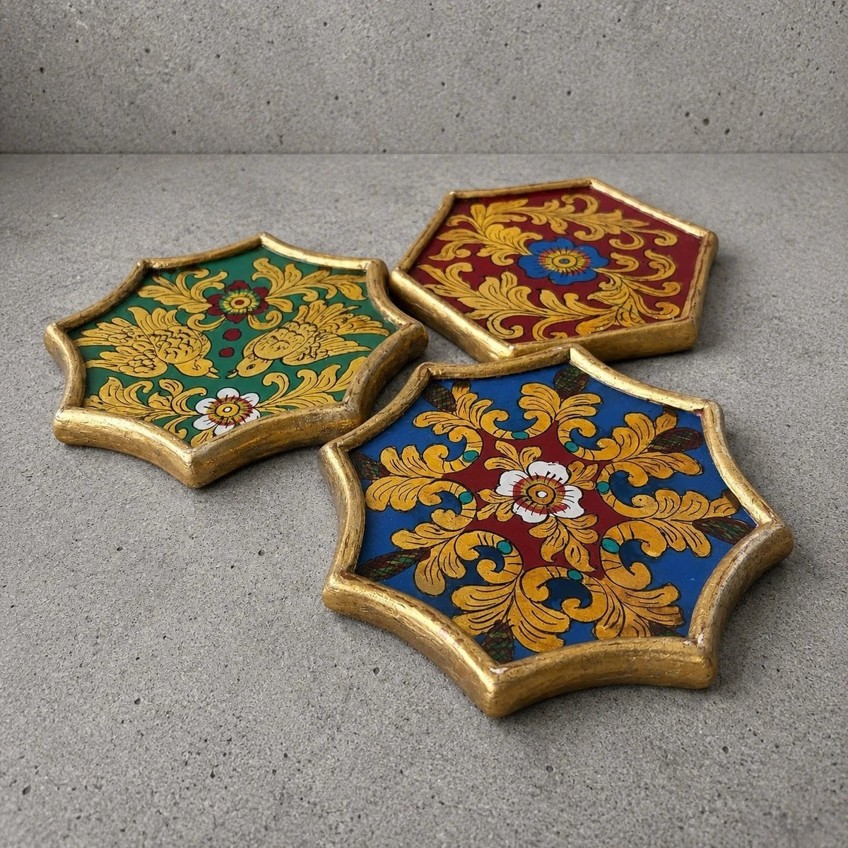 Set of Three Hand-Painted Peruvian Folk Art Wooden Coasters - image 1