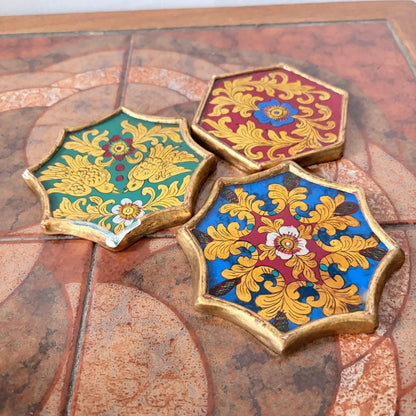 Set of Three Hand-Painted Peruvian Folk Art Wooden Coasters - image 5