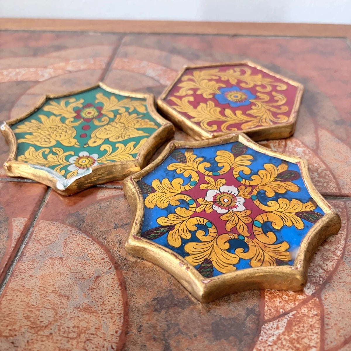Set of Three Hand-Painted Peruvian Folk Art Wooden Coasters - image 6