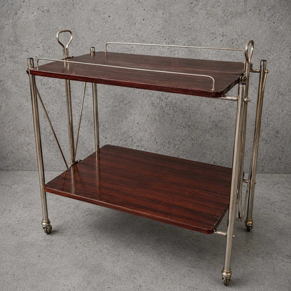 Mid Century Rosewood & Chrome Folding Drinks Trolley – view 1