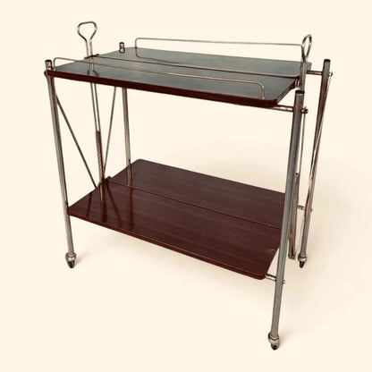 Mid Century Rosewood & Chrome Folding Drinks Trolley – view 2