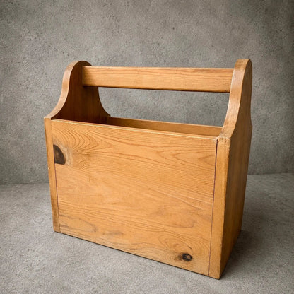 Vintage Solid Pine Magazine Rack with Carry Handle – view 1
