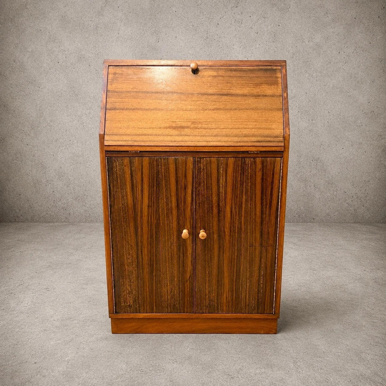 Morris of Glasgow Teak & Walnut Drop-Front Bureau - image 1