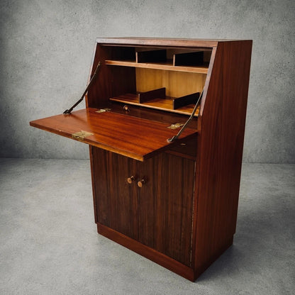 Morris of Glasgow Teak & Walnut Drop-Front Bureau - image 2
