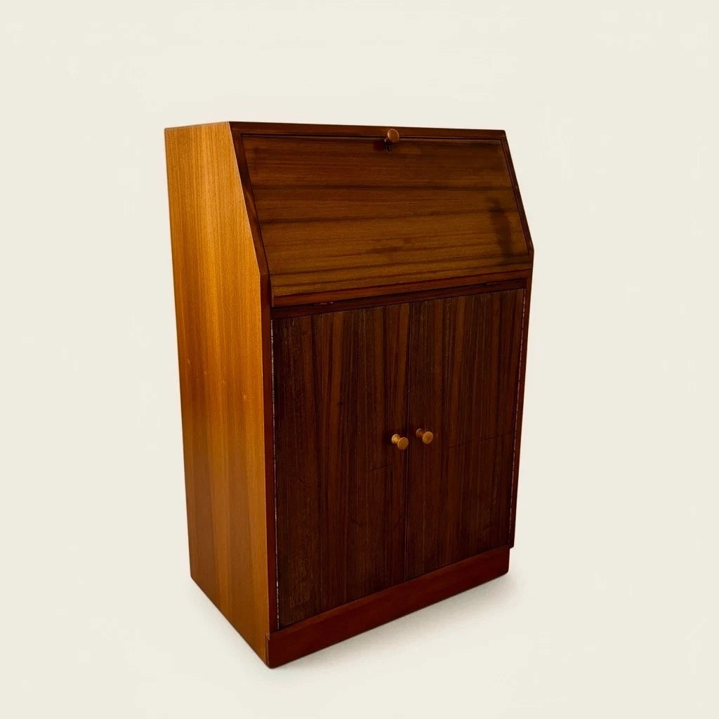 Morris of Glasgow Teak & Walnut Drop-Front Bureau - image 4