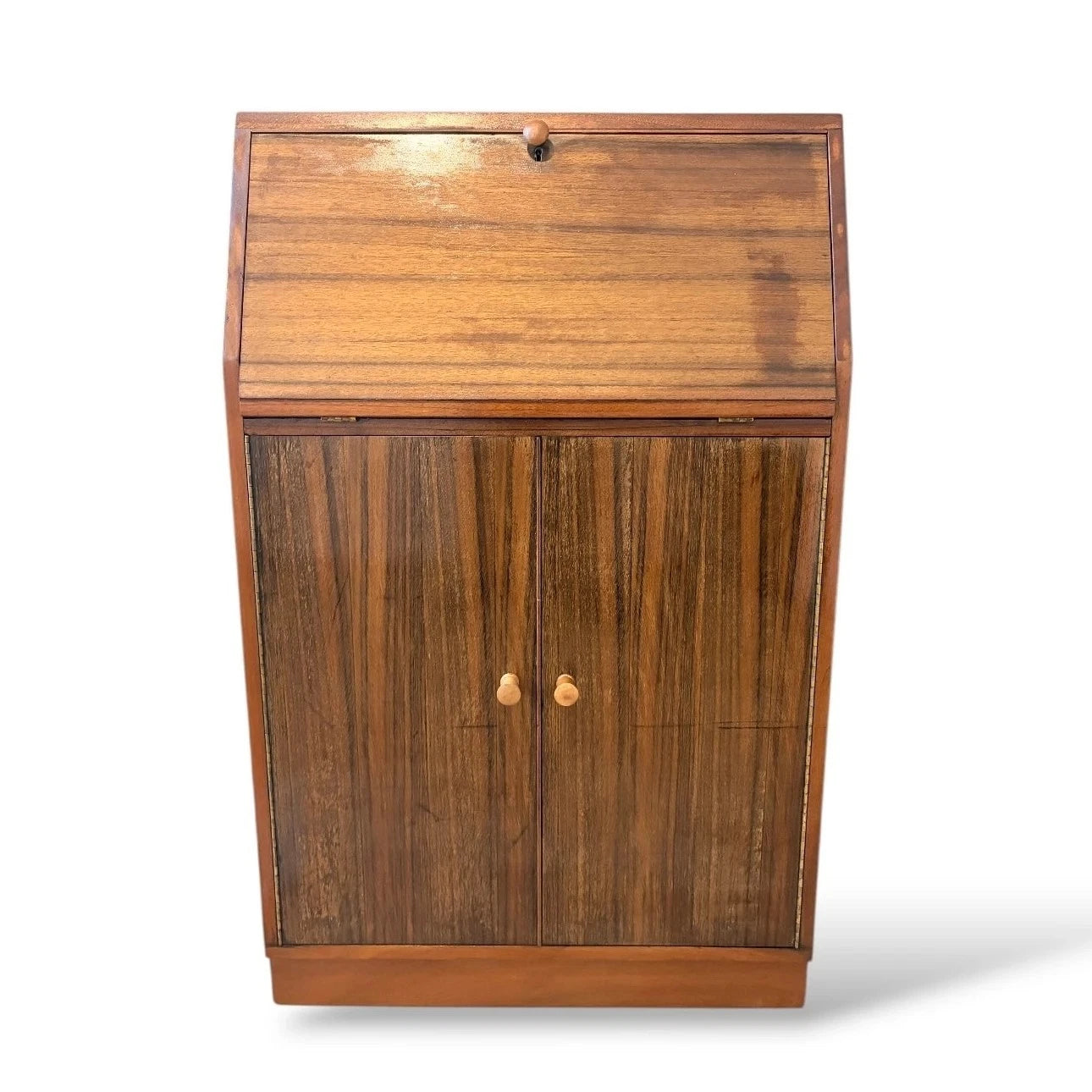 Morris of Glasgow Teak & Walnut Drop-Front Bureau - image 5