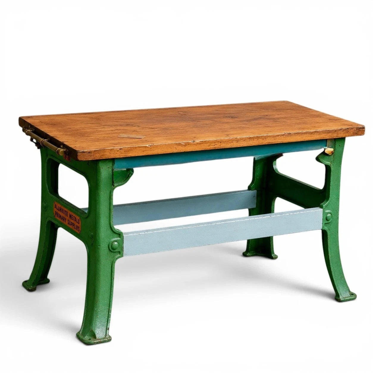 Vintage Industrial Butcher’s Block Kitchen Island with Cast Iron Base – image 2