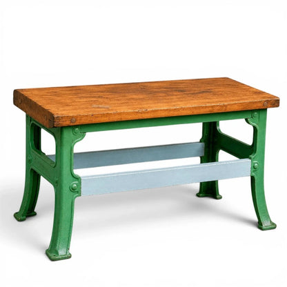 Vintage Industrial Butcher’s Block Kitchen Island with Cast Iron Base – image 3