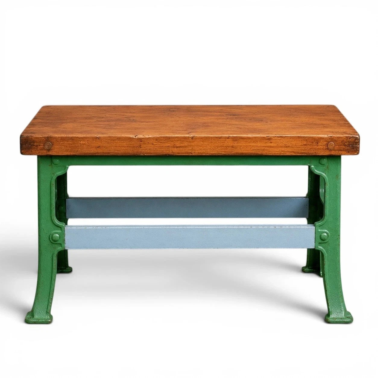 Vintage Industrial Butcher’s Block Kitchen Island with Cast Iron Base – image 4