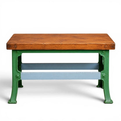 Vintage Industrial Butcher’s Block Kitchen Island with Cast Iron Base – image 4