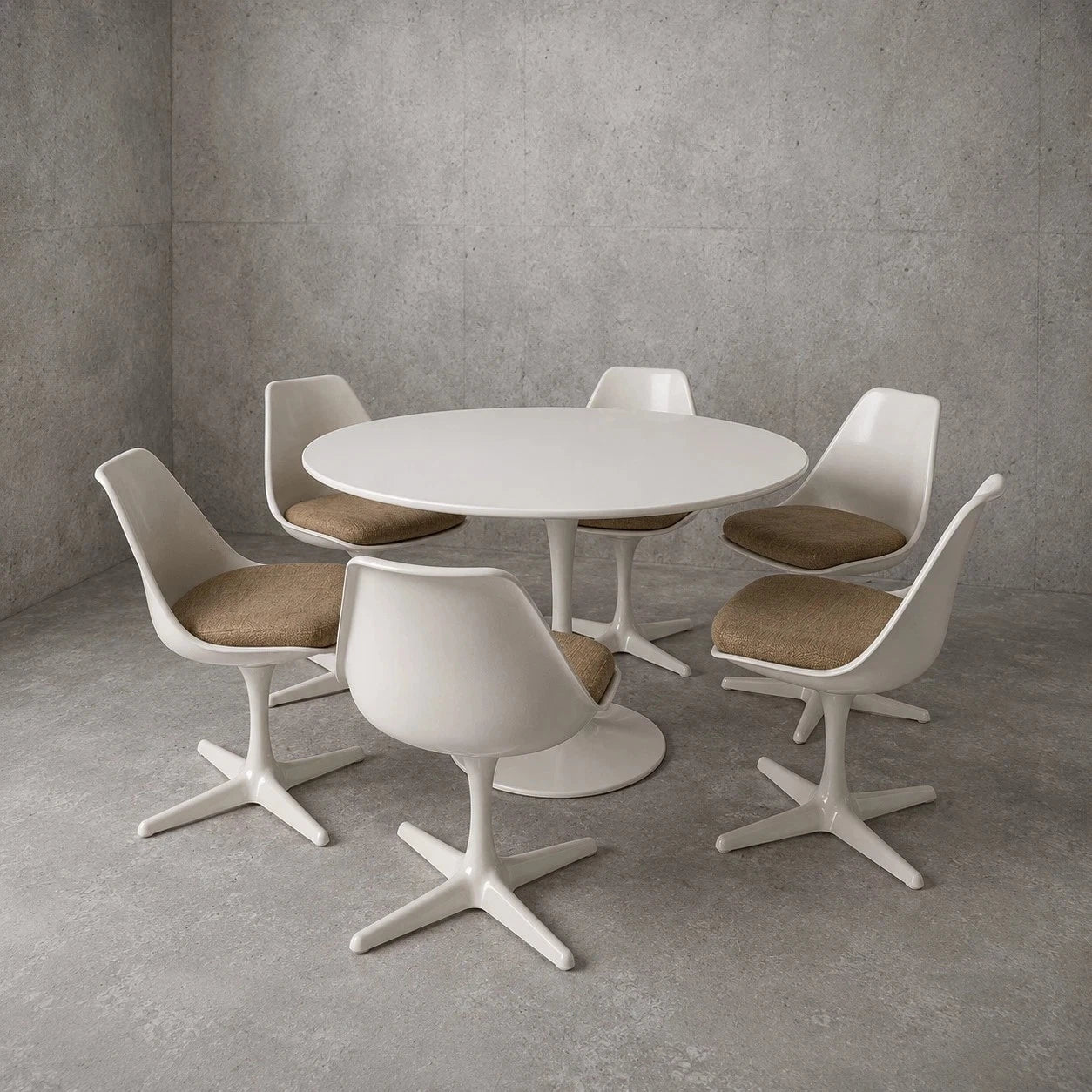 Maurice Burke Arkana Space Age Tulip Dining Set with Six Chairs – view 1