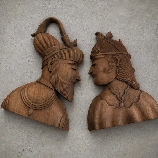 Antique Persian Hand-Carved Oak Wall Plaques – Pair - view 1