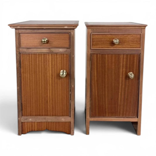 Pair of Mid Century Teak Mismatched Bedside Cabinets – view 1