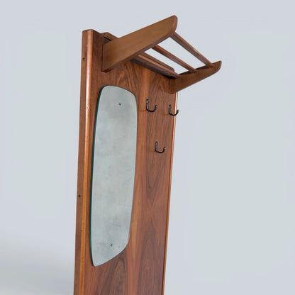 Mid Century Walnut Hall Stand with Mirror, Umbrella Stand & Shoe Cabinet – image 5