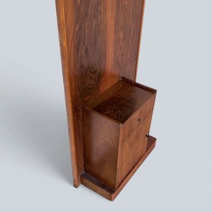 Mid Century Walnut Hall Stand with Mirror, Umbrella Stand & Shoe Cabinet – image 6
