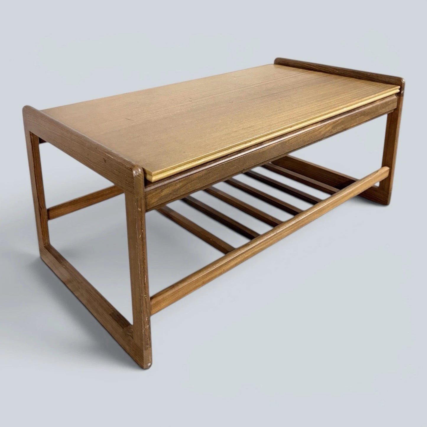 Vintage Mid-Century Teak Coffee Table with Magazine Rack – image 2