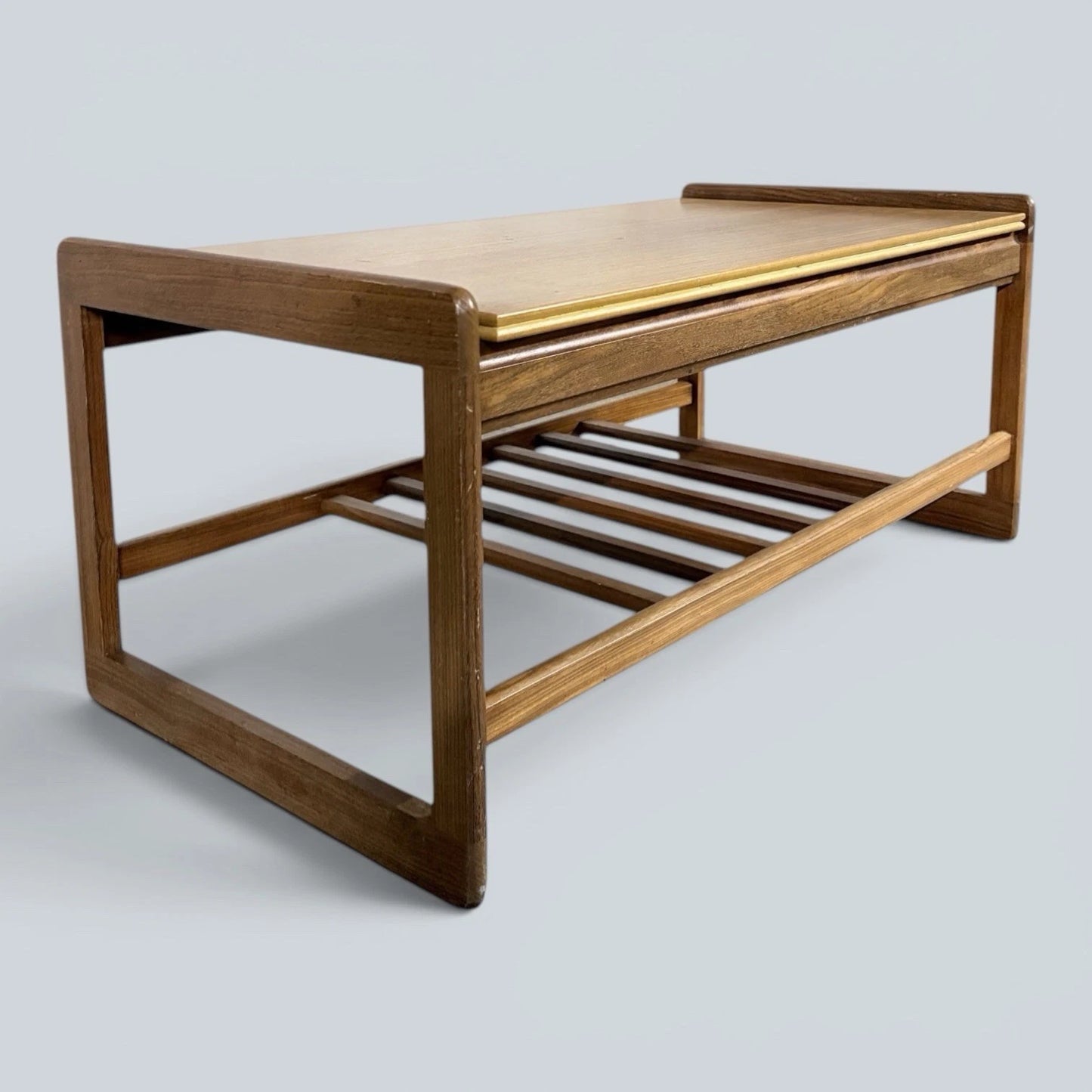 Vintage Mid-Century Teak Coffee Table with Magazine Rack – image 3