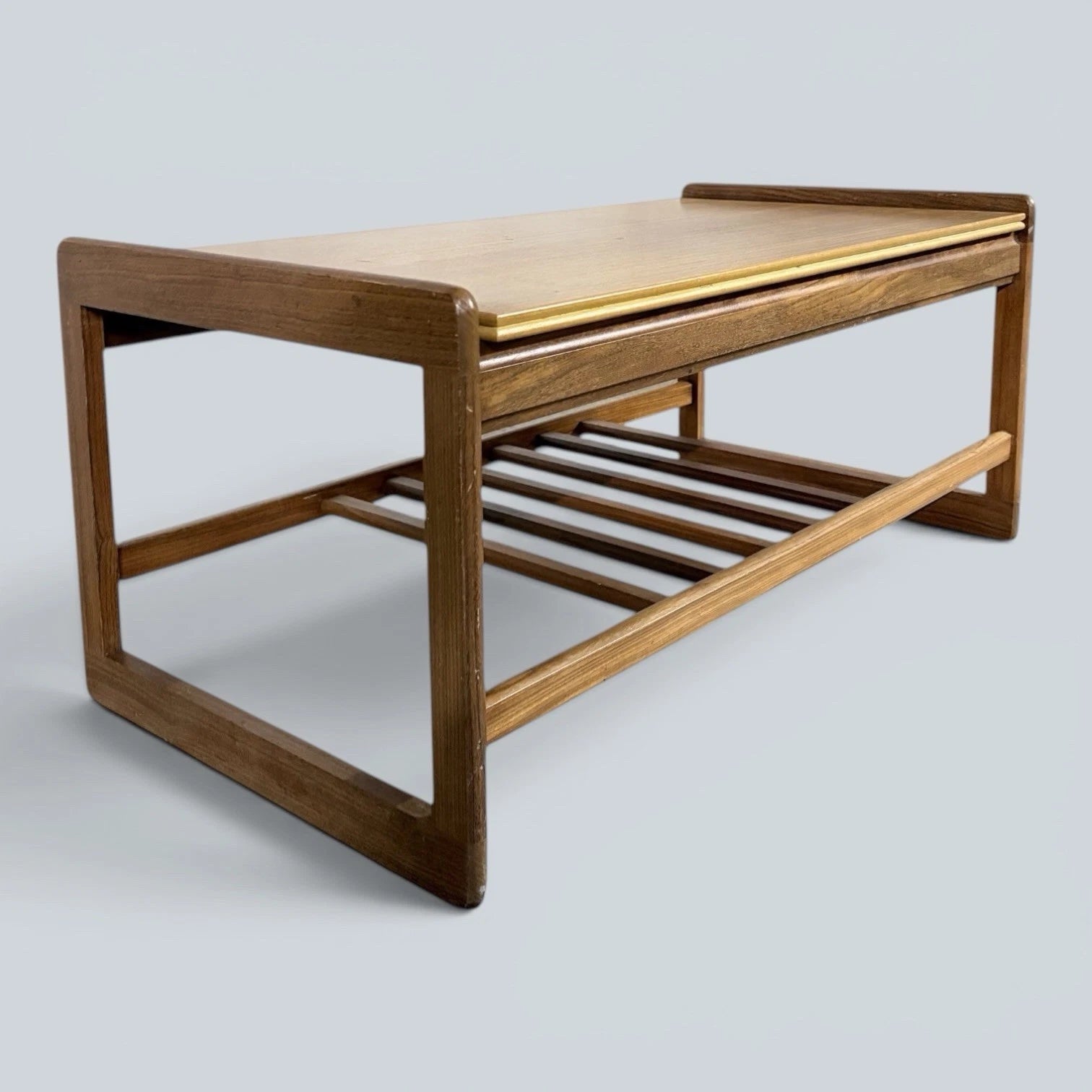 Vintage Mid-Century Teak Coffee Table with Magazine Rack – image 3