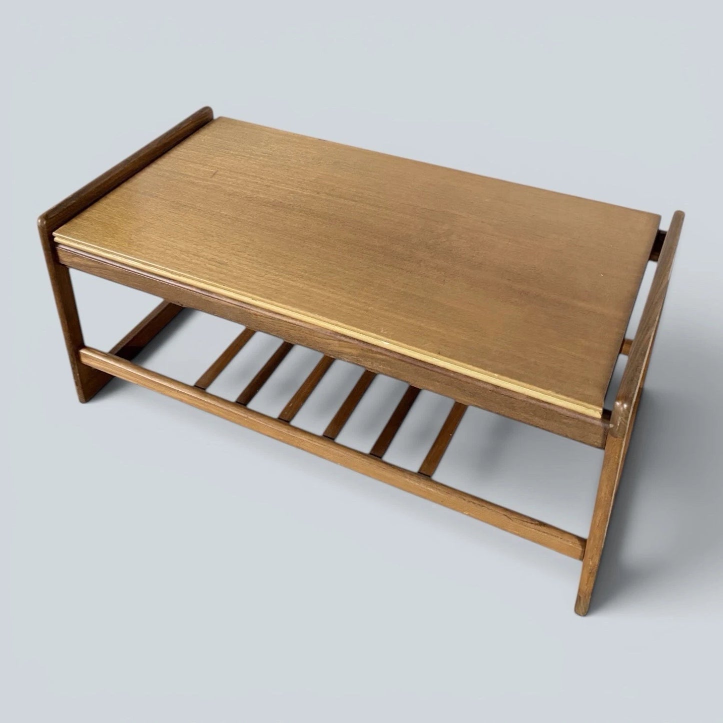 Vintage Mid-Century Teak Coffee Table with Magazine Rack – image 4