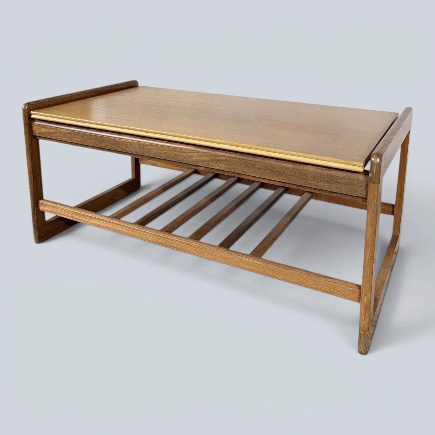 Vintage Mid-Century Teak Coffee Table with Magazine Rack – image 5