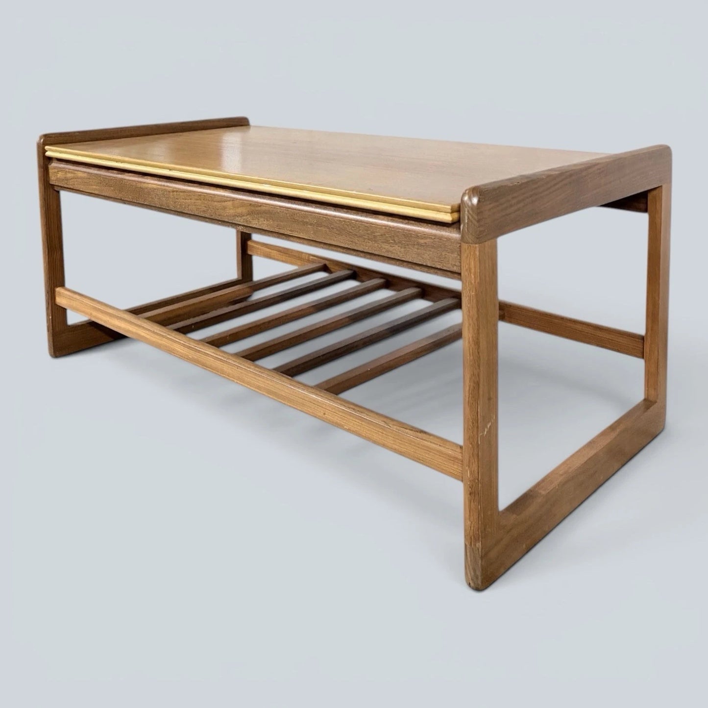 Vintage Mid-Century Teak Coffee Table with Magazine Rack – image 6