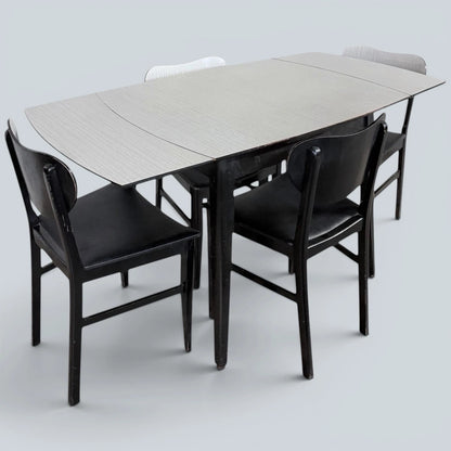 Mid Century Monochrome Formica Drop-Leaf Dining Table & Four Chairs – photo 2