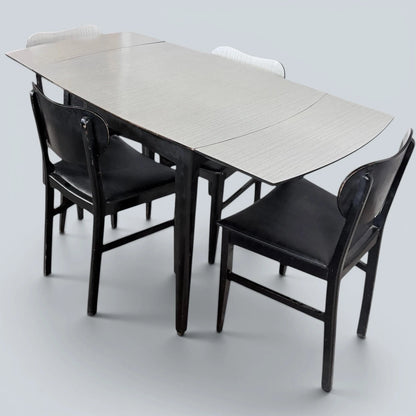 Mid Century Monochrome Formica Drop-Leaf Dining Table & Four Chairs – photo 5
