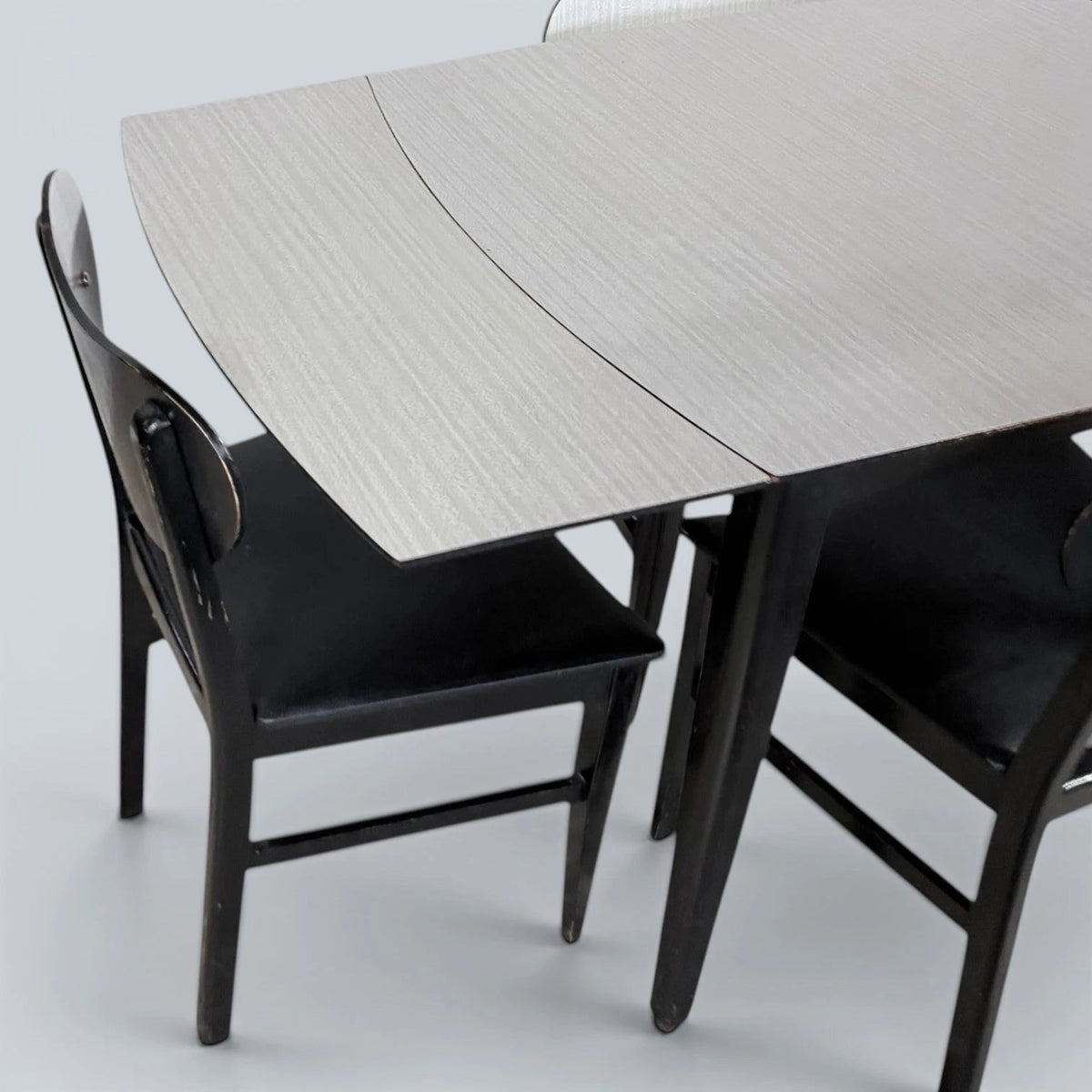 Mid Century Monochrome Formica Drop-Leaf Dining Table & Four Chairs – photo 7