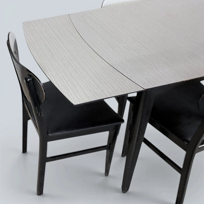 Mid Century Monochrome Formica Drop-Leaf Dining Table & Four Chairs – photo 7