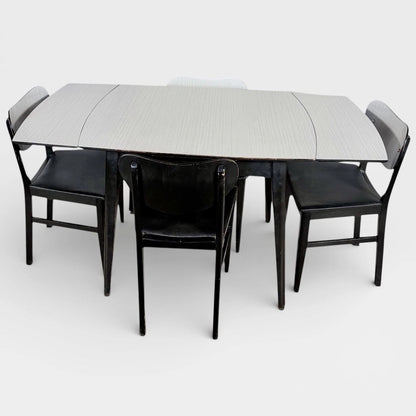Mid Century Monochrome Formica Drop-Leaf Dining Table & Four Chairs – photo 8