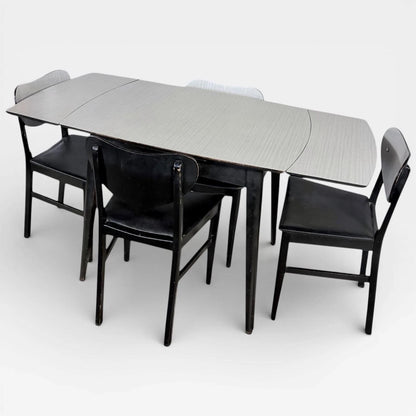 Mid Century Monochrome Formica Drop-Leaf Dining Table & Four Chairs – photo 9