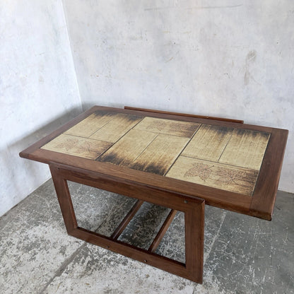 Mid Century British Teak & Leaf-Motif Tile Coffee Table - image 3