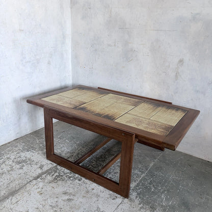 Mid Century British Teak & Leaf-Motif Tile Coffee Table - image 6