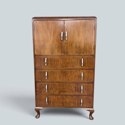 Art Deco Walnut Pantry Cabinet / Kitchen Larder Cupboard with Drawers – photo 2