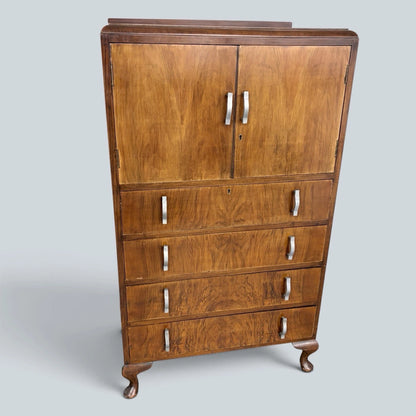 Art Deco Walnut Pantry Cabinet / Kitchen Larder Cupboard with Drawers – photo 5